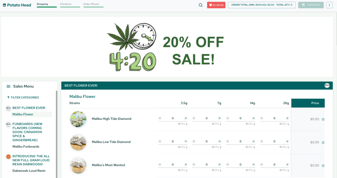 B – Bamboo Sales Menu