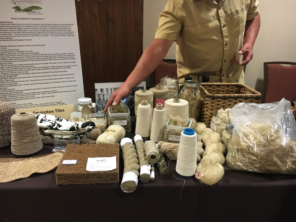 A wide range of hemp-based products, including rope, paper and building materials, were on display at the 23rd annual Hemp Industries Association conference. Photo by Morgan Smith. 